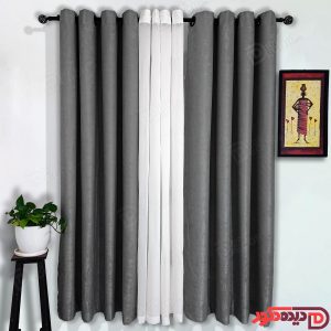 پرده پانچ جیر پتینه رنگ مشکی زغالی کد 4186