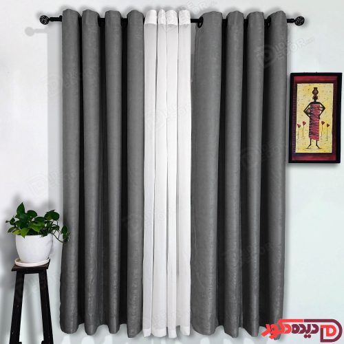 پرده پانچ جیر پتینه رنگ مشکی زغالی کد 4186 پرده پانچ جیر پتینه رنگ مشکی زغالی کد 4186