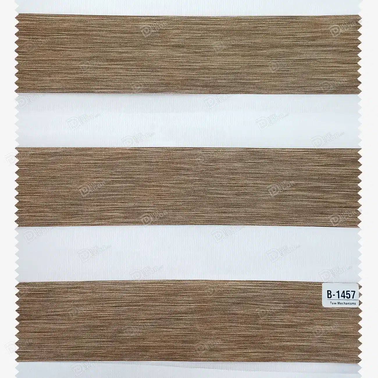 نمونه پارچه پرده زبرا کد TB1457، پارچه ساده طرح چوب رنگ قهوه ای تیره. این نمونه پارچه برای پرده زبرا مناسب دکوراسیون مدرن است.