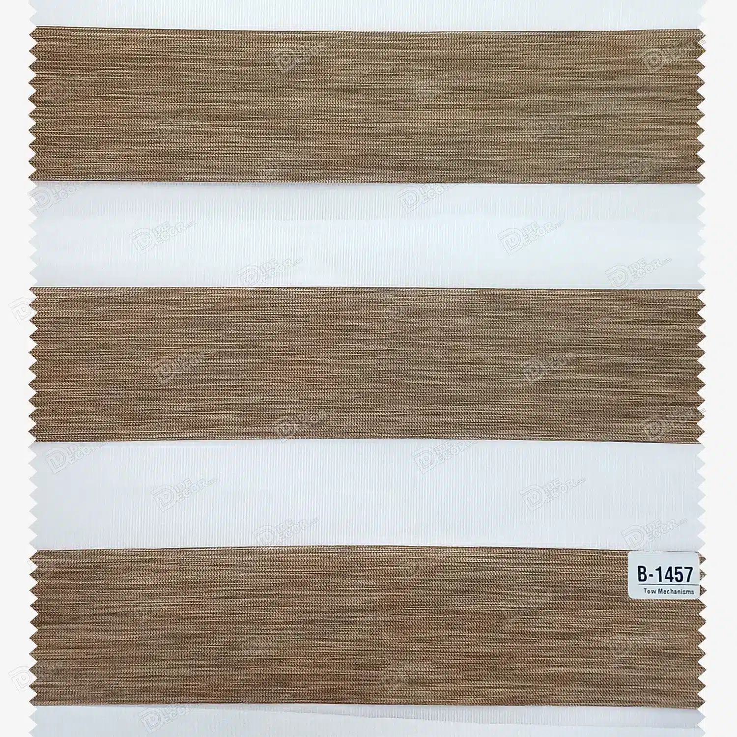 نمونه پارچه پرده زبرا کد TB1457، پارچه ساده طرح چوب رنگ قهوه ای تیره. این نمونه پارچه برای پرده زبرا مناسب دکوراسیون مدرن است.